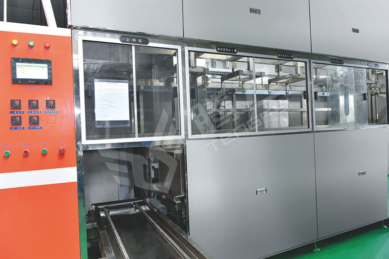 Ultrasonic cleaning and drying line